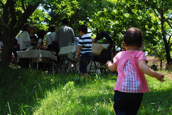 庭の風景と子ども